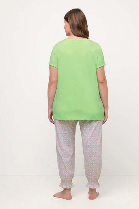 Pyjama, Smok-Elastikbund, U-Boot-Ausschnitt, Halbarm