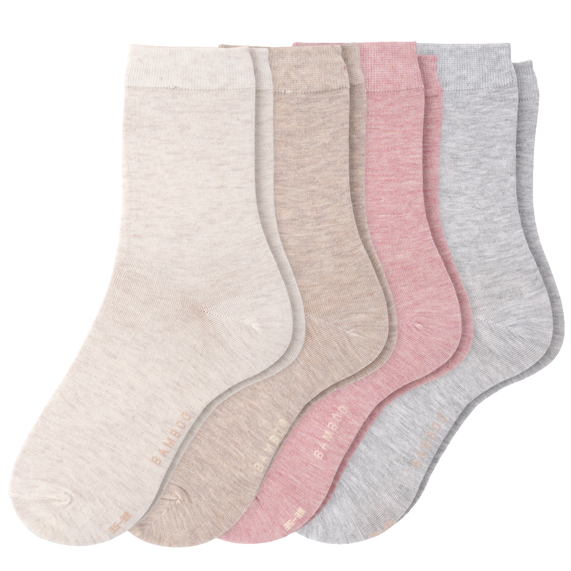Gina Benotti 4 Paar Damen Socken mit Viskose hellgrau / rosa / beige