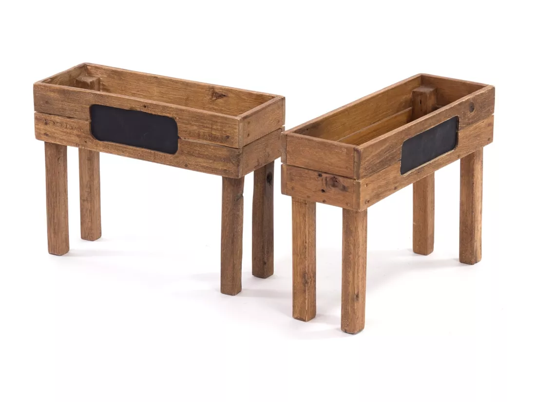 CAISSE À PLANTES Basilic Bois de recyclage massif, inscriptible, empilable couleurs naturelles
