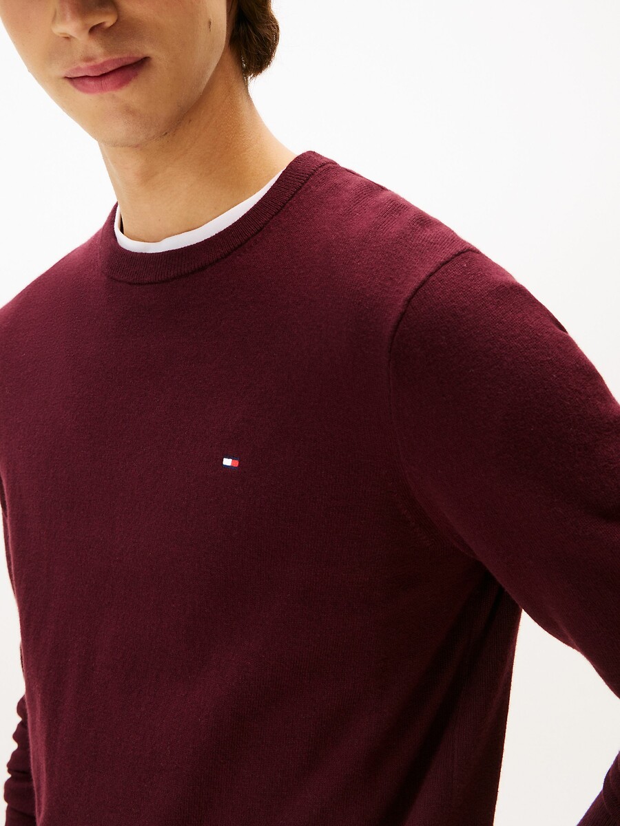 TOMMY HILFIGER<br>Suéter de gola redonda em algodão pima e cashmere