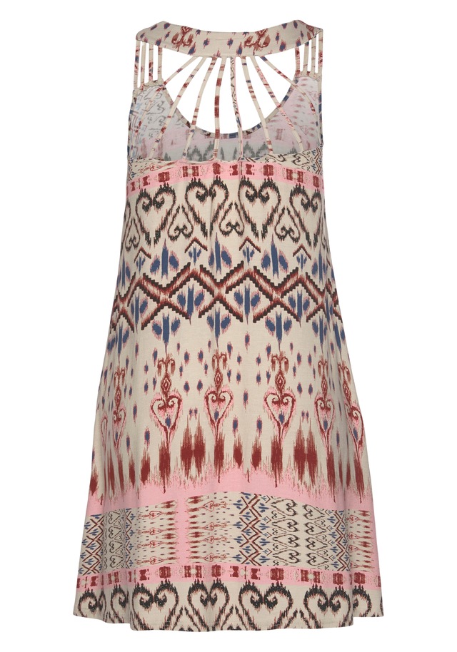 Buffalo Strandkleid mit besonderem Trägerdesign und Ethnoprint, Minikleid, Sommerkleid