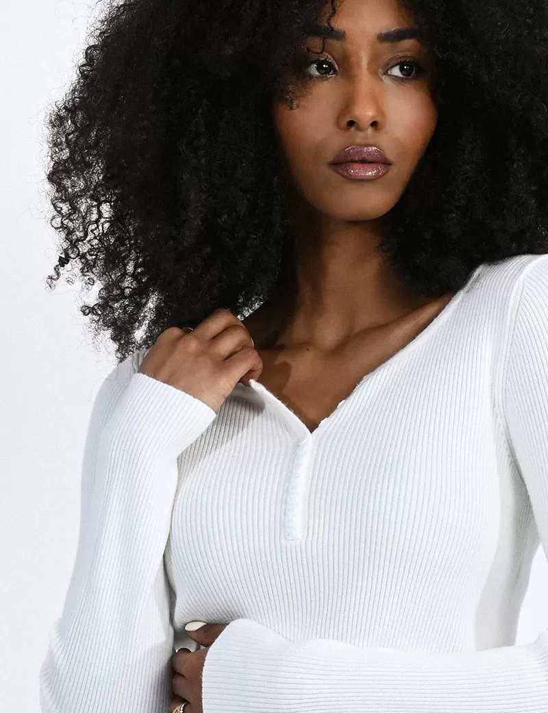 MOLLYBRACKEN PULL OUVERTURE COL V BLANC