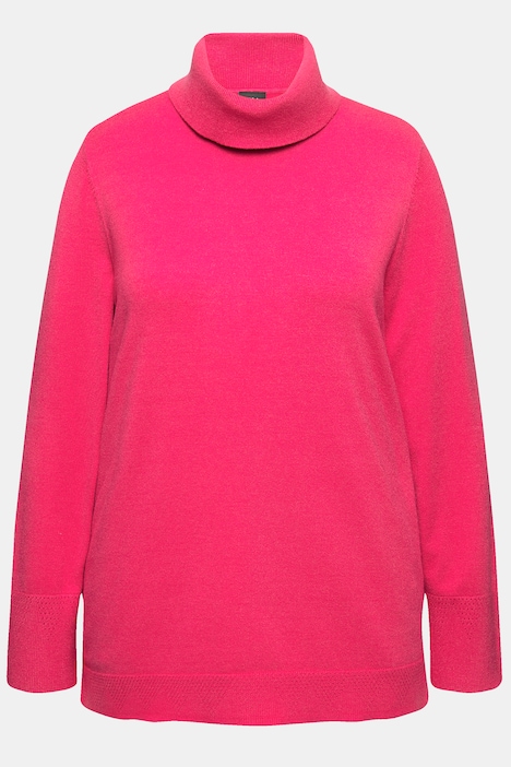 Rollkragenpullover, breite Rippbündchen, Langarm