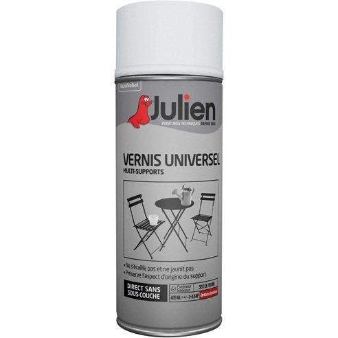 Vernis universel tous supports Julien - Aérosol de 400 ml,  incolore brillant