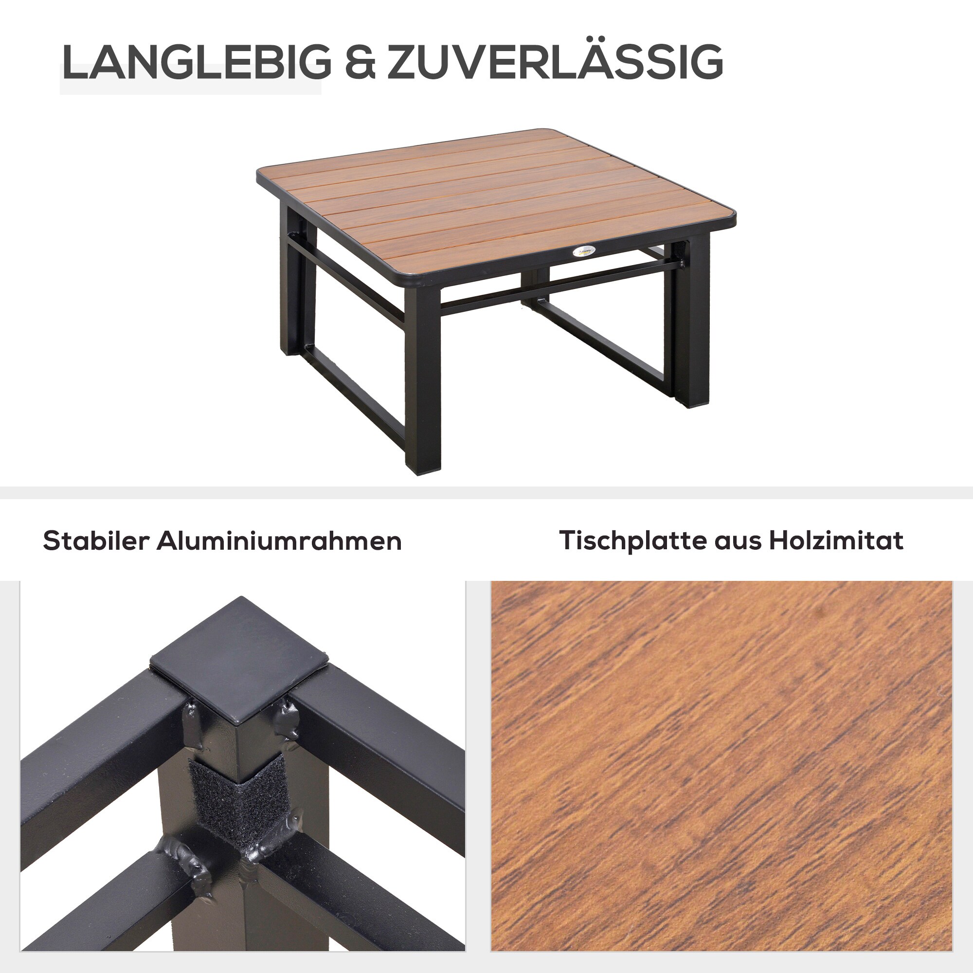 Outsunny 4-teilige Gartengarnitur mit höhenverstellbarem Tisch Grau