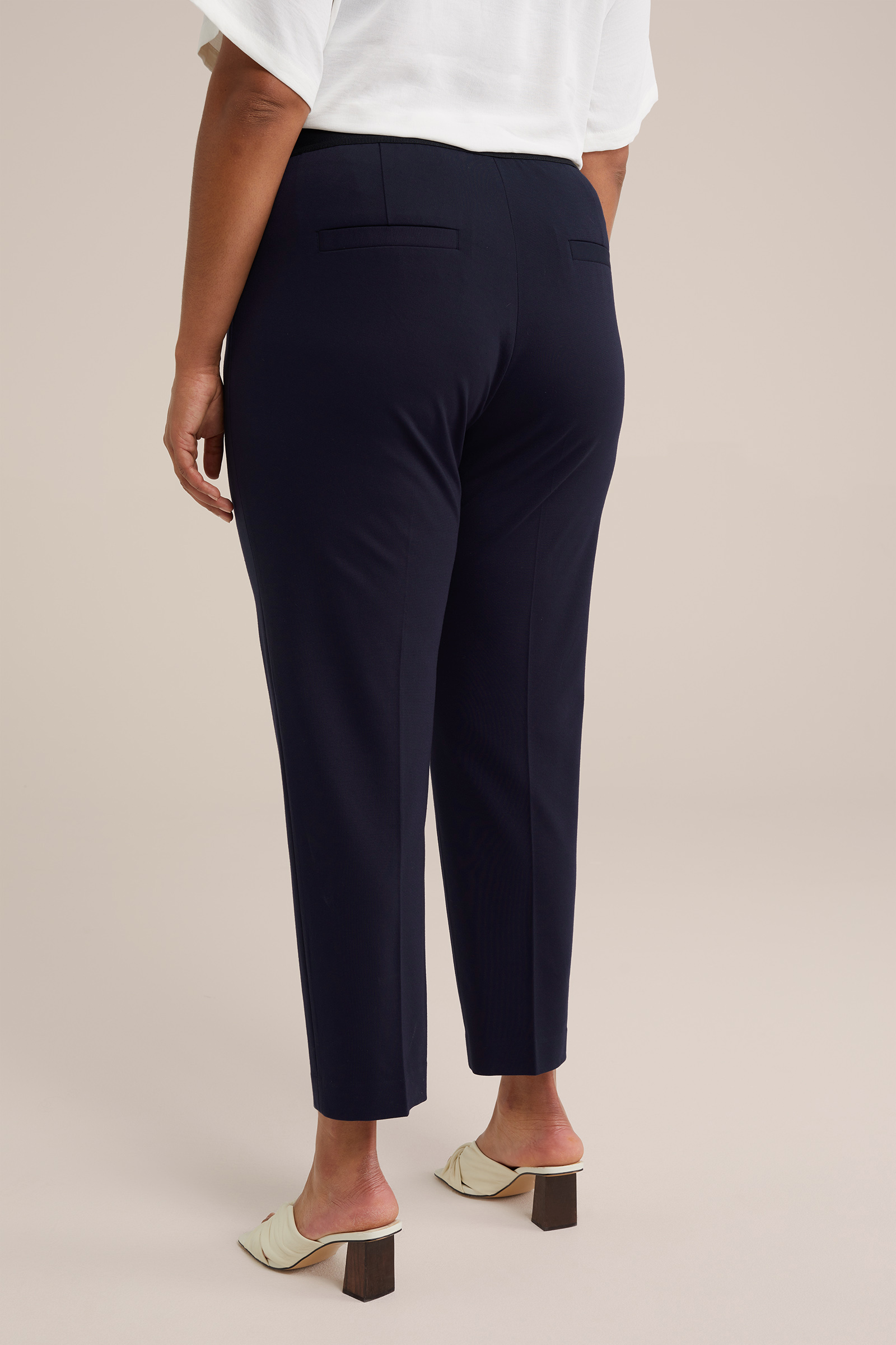 slim fit pantalon met stretch - Curve WE Fashion Marineblauw