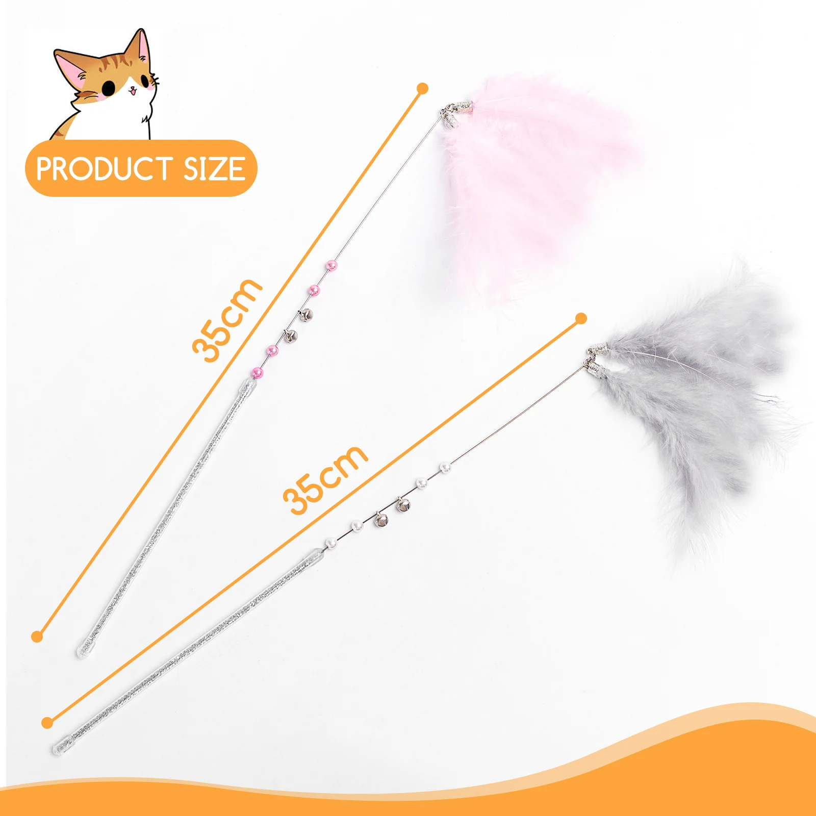 Brinquedo de Pena para Gatos Nobleza-Cat Teasing Stick (2 peças), Brinquedo de Pena Interativo para Gatos