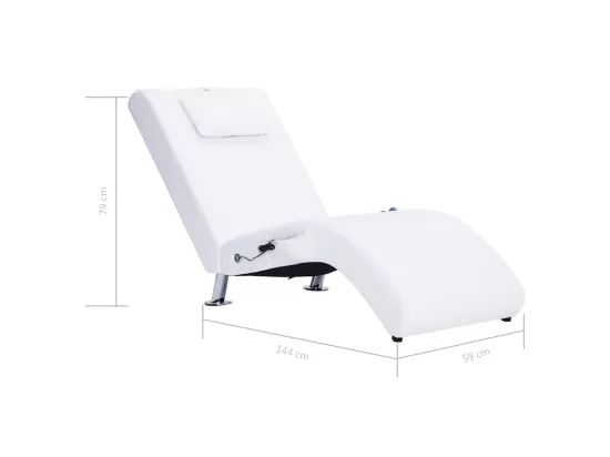 Chaise longue de massage avec oreiller Blanc Similicuir