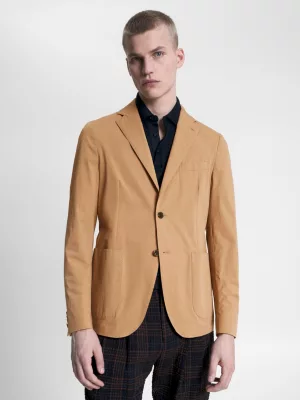 Blazer de popeline com corte slim e elegante