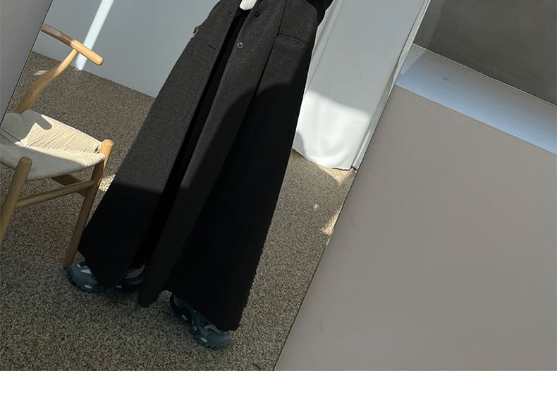 DragonRoad - Maxi-jas met inkeping en revers, effen