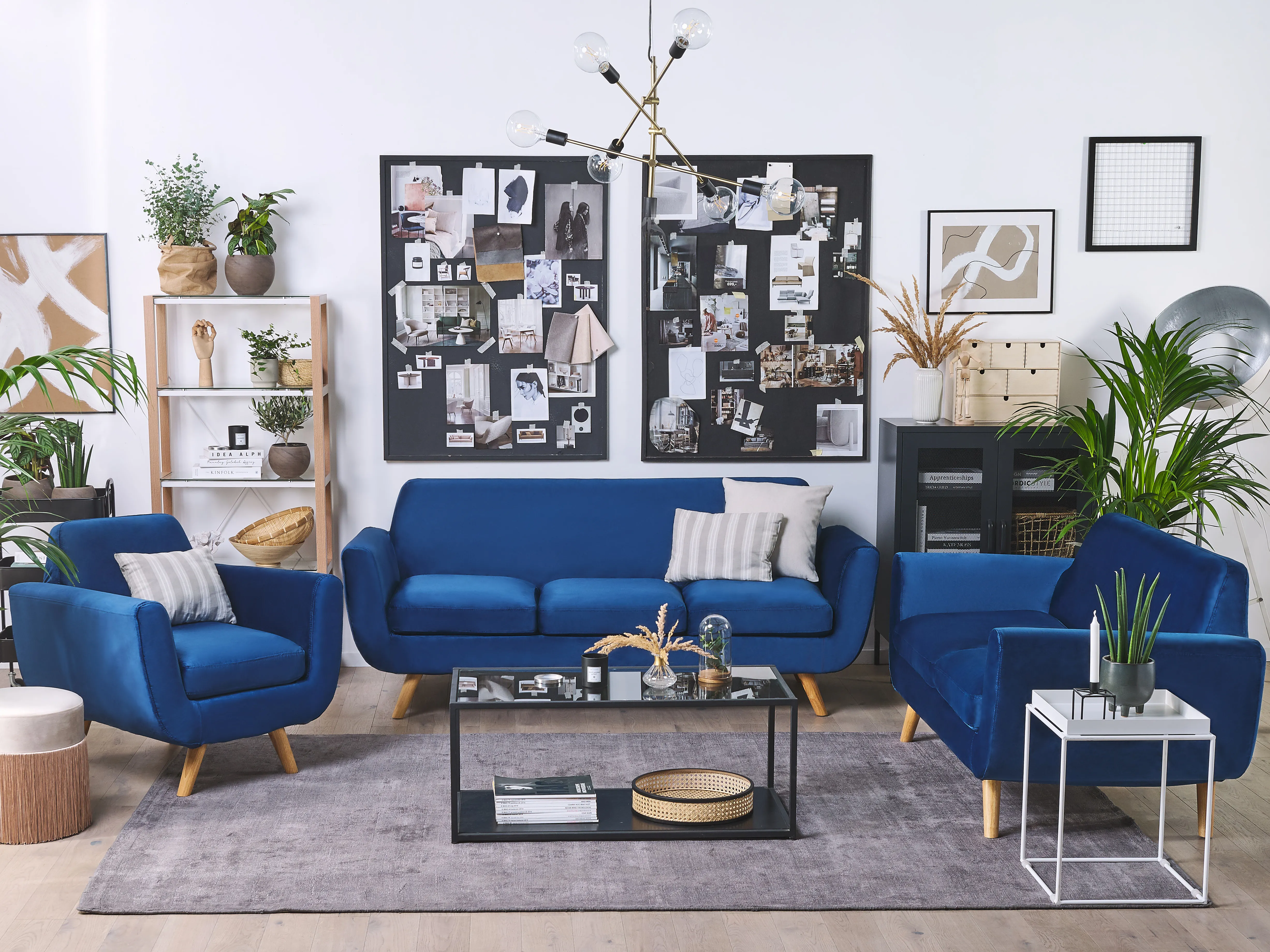 Hoes voor fauteuil BERNES Fluweel Marineblauw