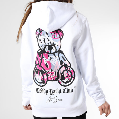 Sweat Capuche Femme Art Series Pink Blanc