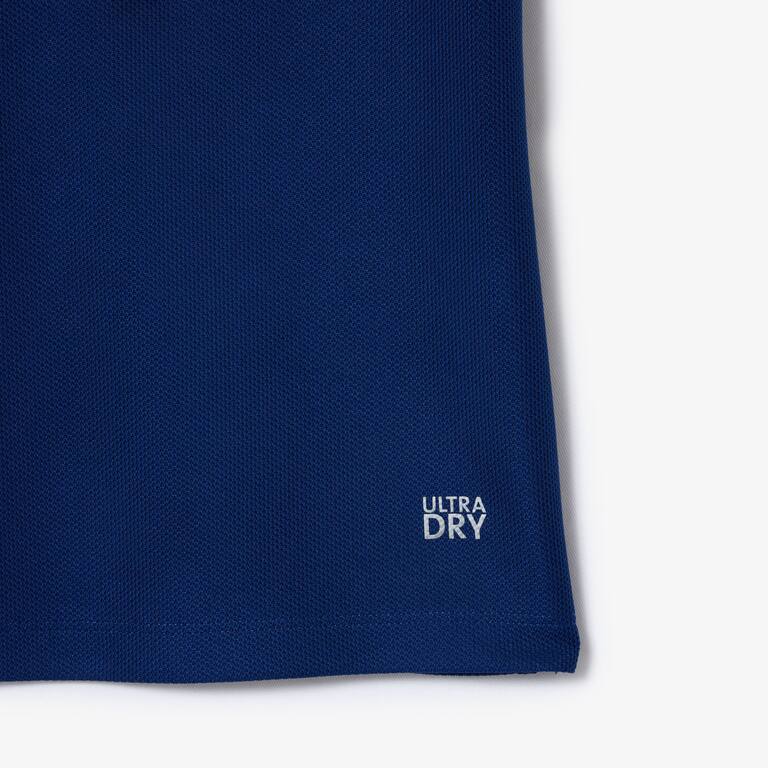 Polo Sport avec col rayé contrasté en piqué Manches Courtes - Bleu - Lacoste - Femme