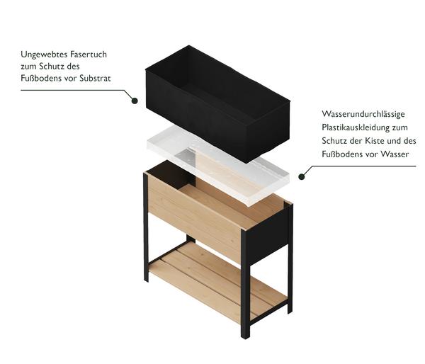 Upyard Holz-Pflanzkasten ModernBox mit Ablage,