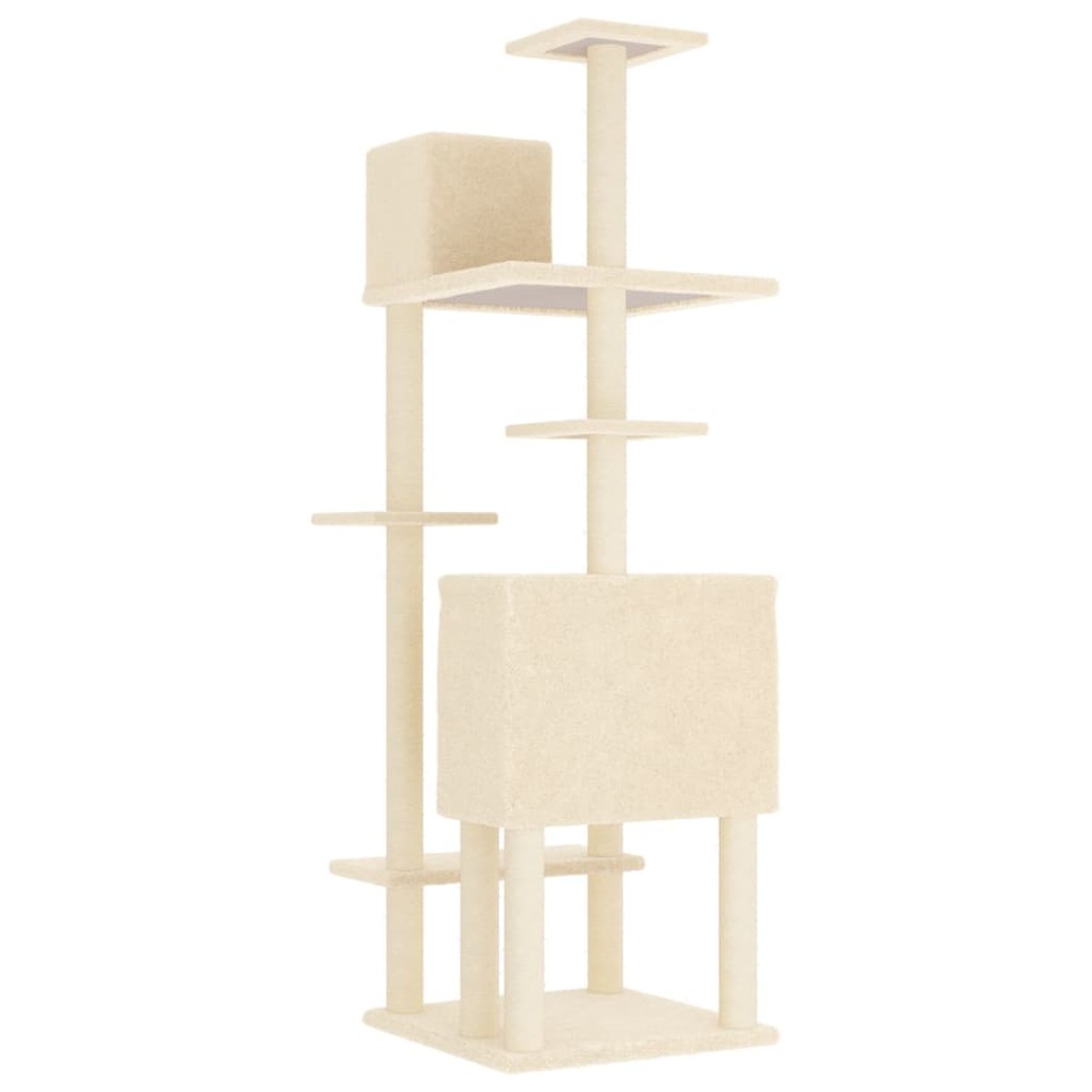 Arbre à chat avec griffoirs en sisal crème 154 cm