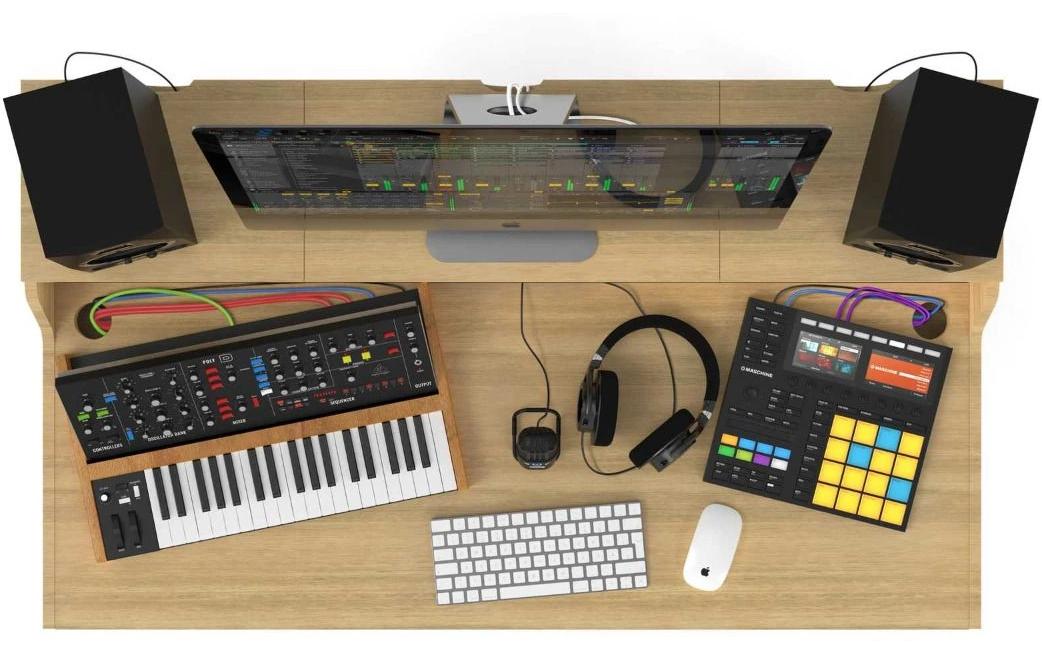 Vintage Music Station Box 1/2<br>Kombination aus DJ-Tisch, Studio-Workstation und Plattenaufbewahrung.