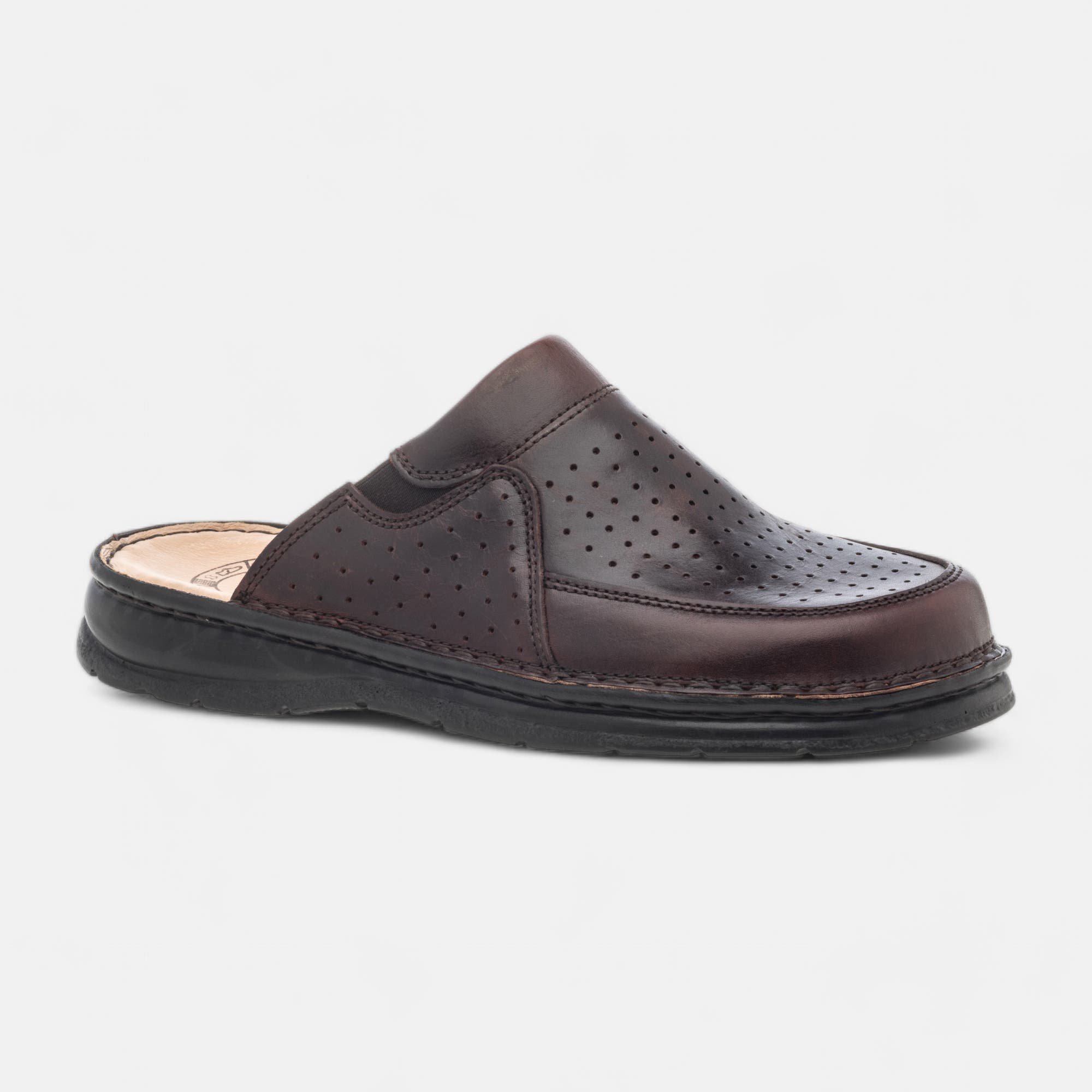 Sabots Homme en cuir cognac