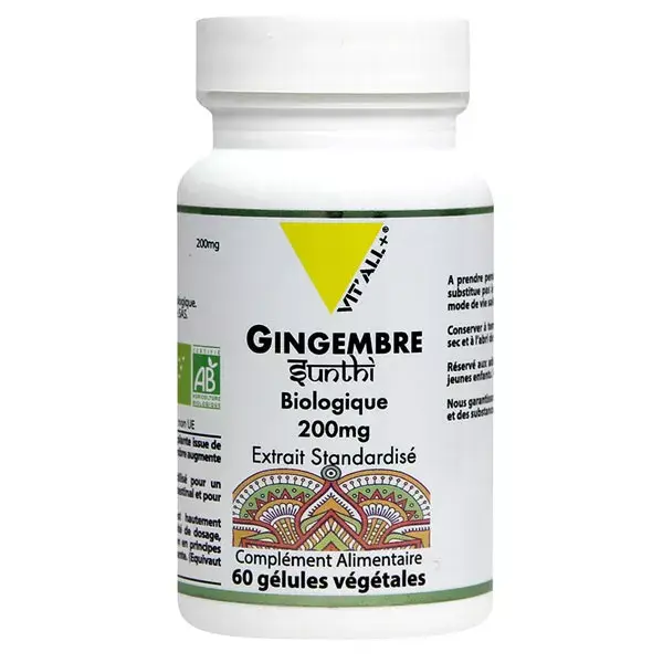 Vit'all+ Gengibre Orgânico 200mg 60 Cápsulas Vegetais