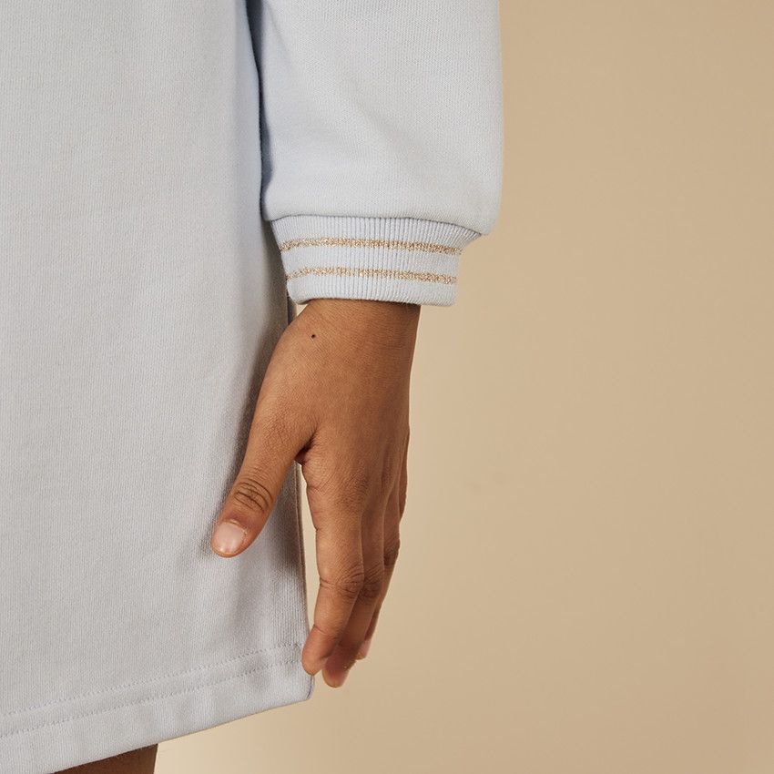 Robe sweat manches longues puff print College pour fille - Bleu