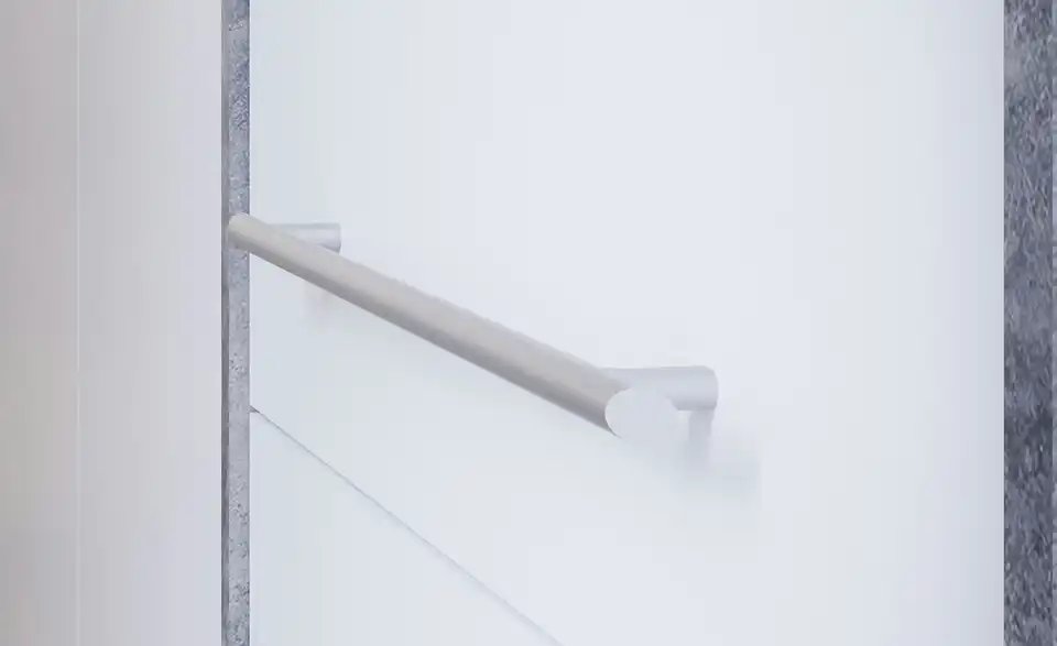 Kleiderschrank Mokkaro Betonoptik, Weiß 144,4 cm