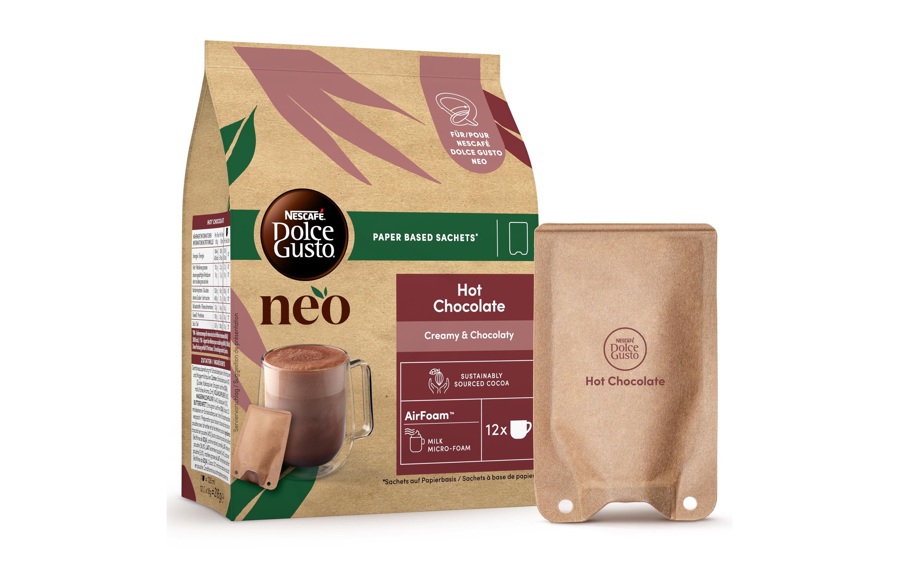 Sachets Hot Chocolate 12 PortionenSachets für die Nescafé Dolce Gusto NEO Kaffeemaschine von Delonghi