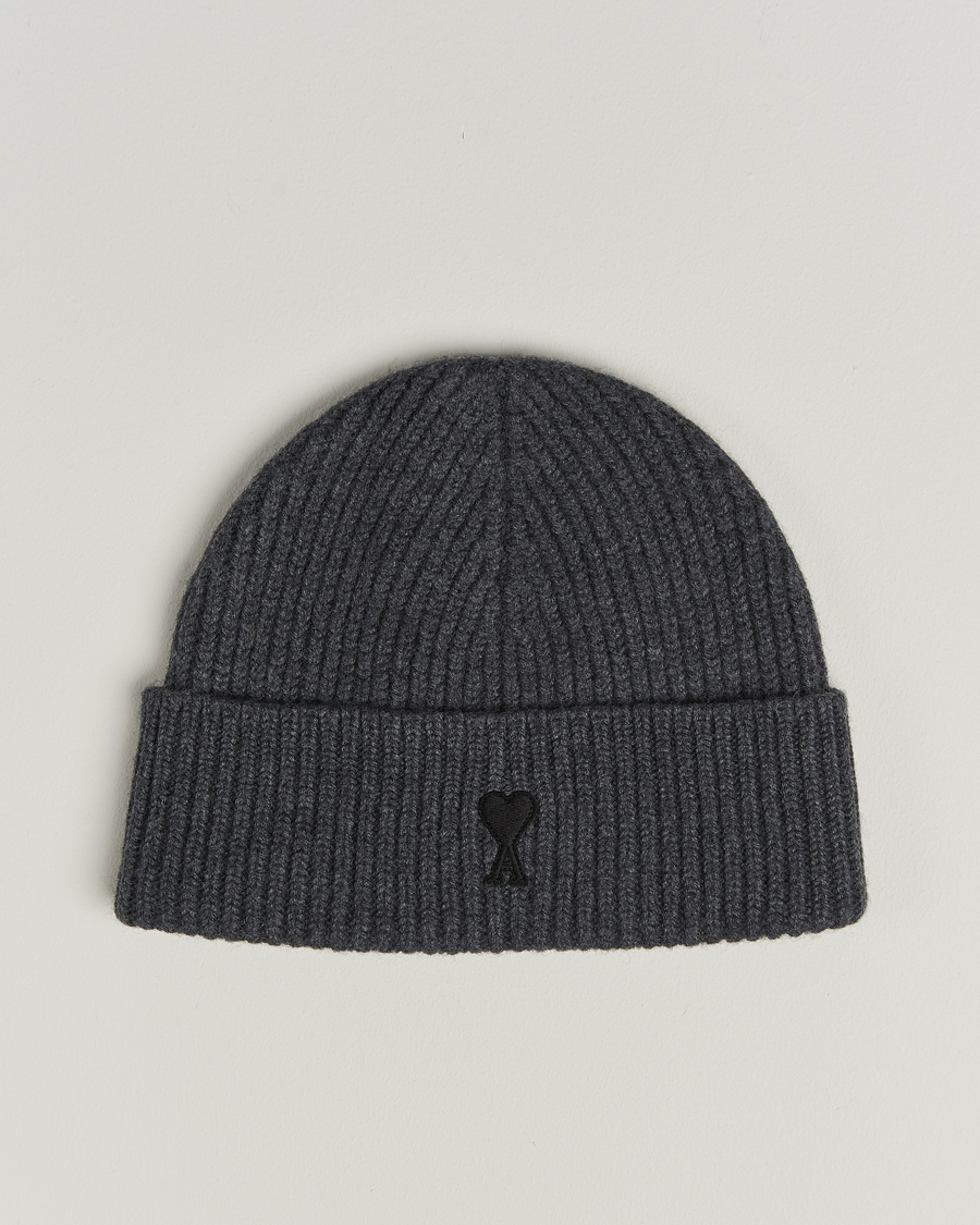 AMI Heart Logo Beanie Dark Grey