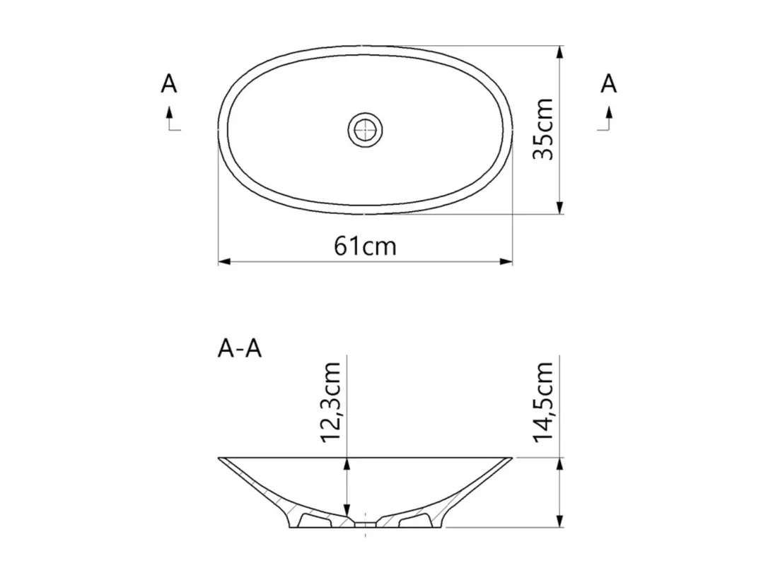 Vasque à poser LARS - 75% Minéral Blanc Mat Ovale 60*35*H16cm - LAVABERG