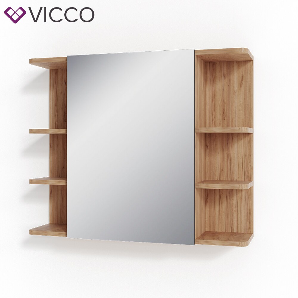 VICCO Spiegelschrank FYNN 80 x 64 Eiche Anthrazit Spiegel Badspiegel Wandspiegel