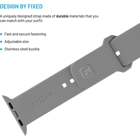 Fixed Silicone rem til Apple Watch - lysegrå