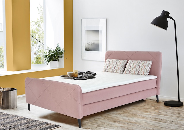 Boxspringbett Emia 140x200 cm rosa