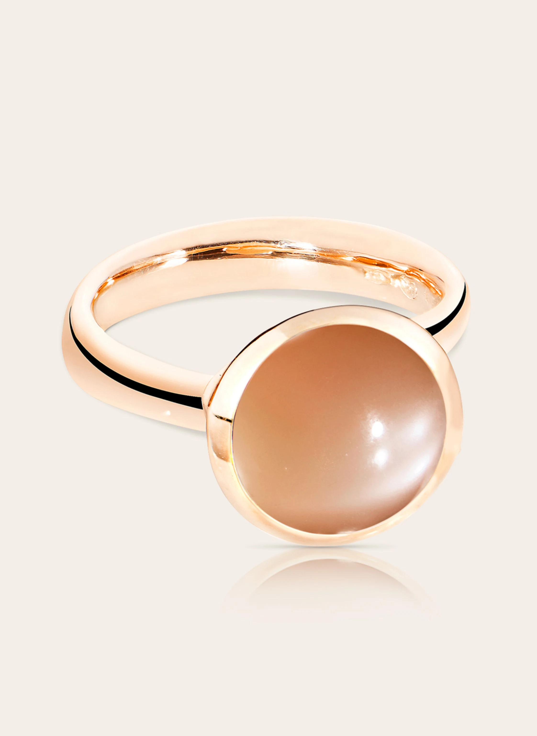 TAMARA COMOLLI Ring RING BOUTON LARGE MOONSTONE BROWN aus 18K Roségold mit Brauner Mondstein