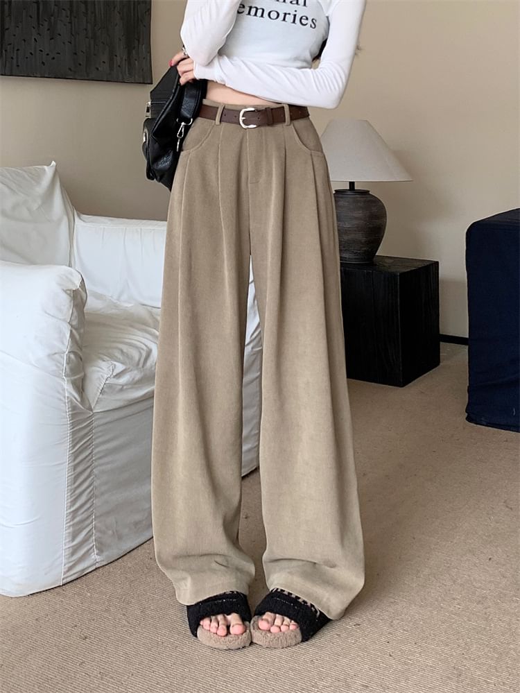 Ashlee - Corduroy broek met hoge taille en losse pasvorm