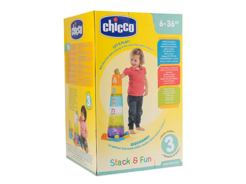 Chicco Stapelspielzeug Stapelbecher & Kugelbahn 2 In 1 Bunte Stapelbecher