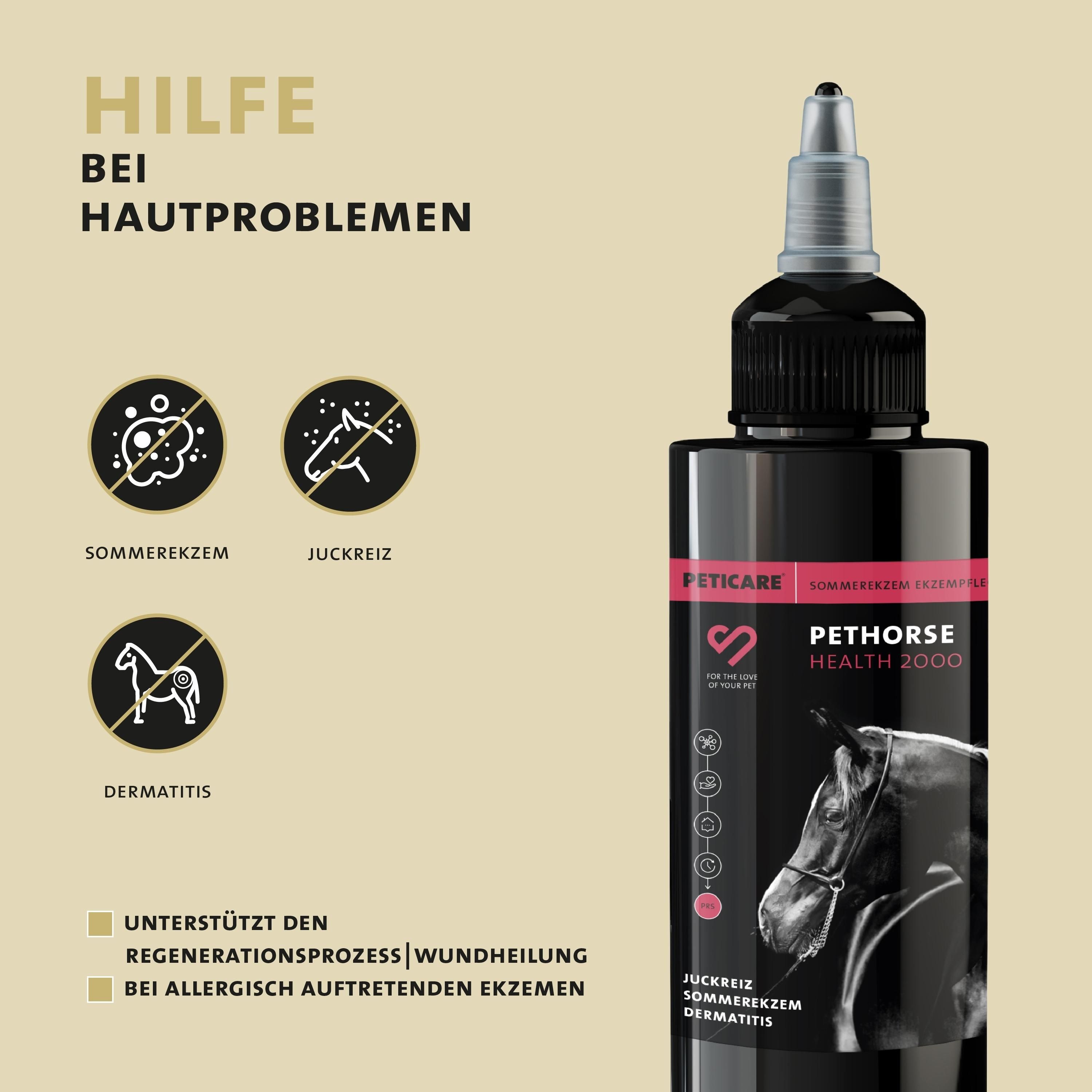 Peticare Spezial-Mittel für Pferde bei Sommerekzem Dermatitis Ekzem