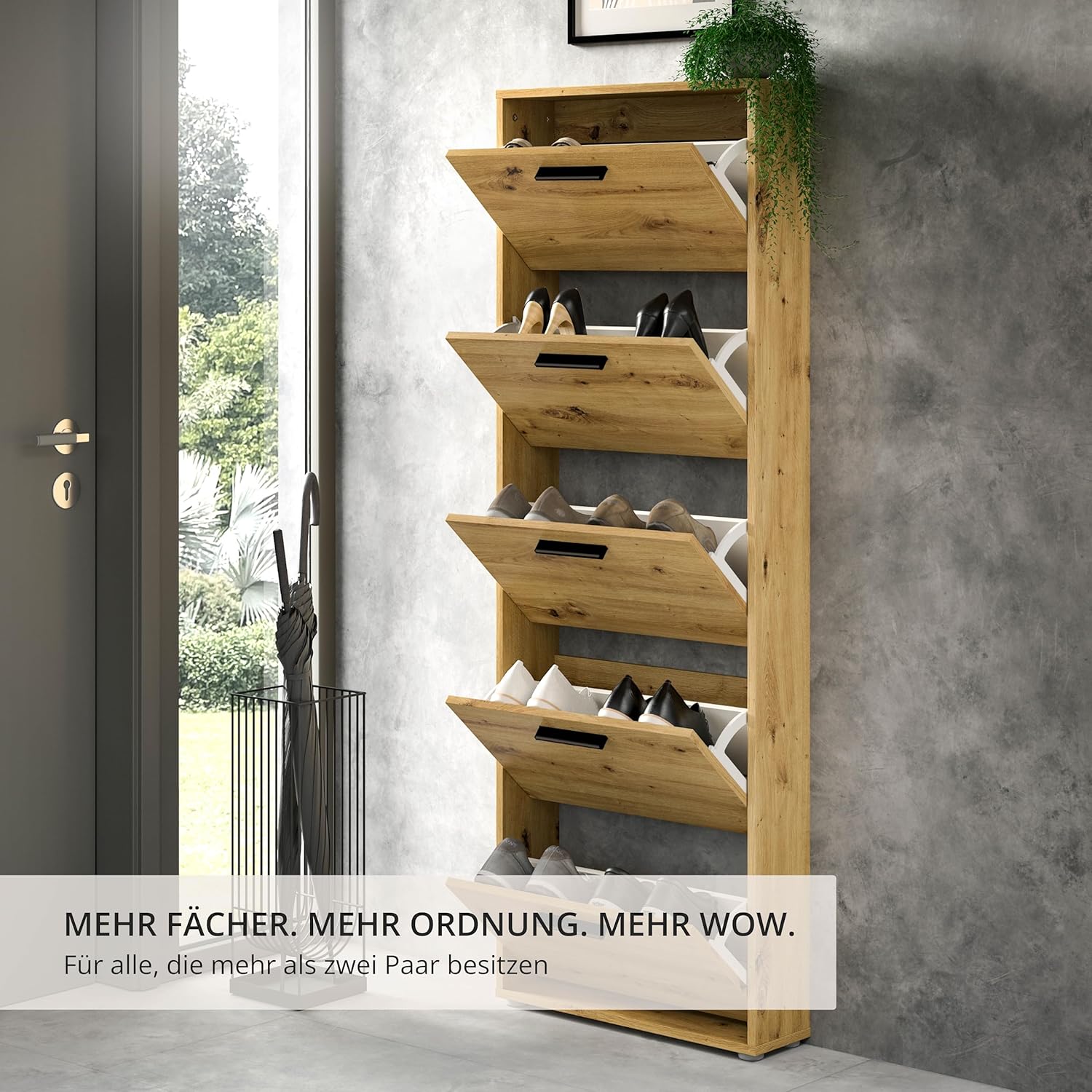 SAM Schuhkipper in Artisan Eiche Optik - Praktisches Schuhregal Schuhschrank zur platzsparenden Aufbewahrung von Schuhen - 59 x 169 x 17 cm (B/H/T)