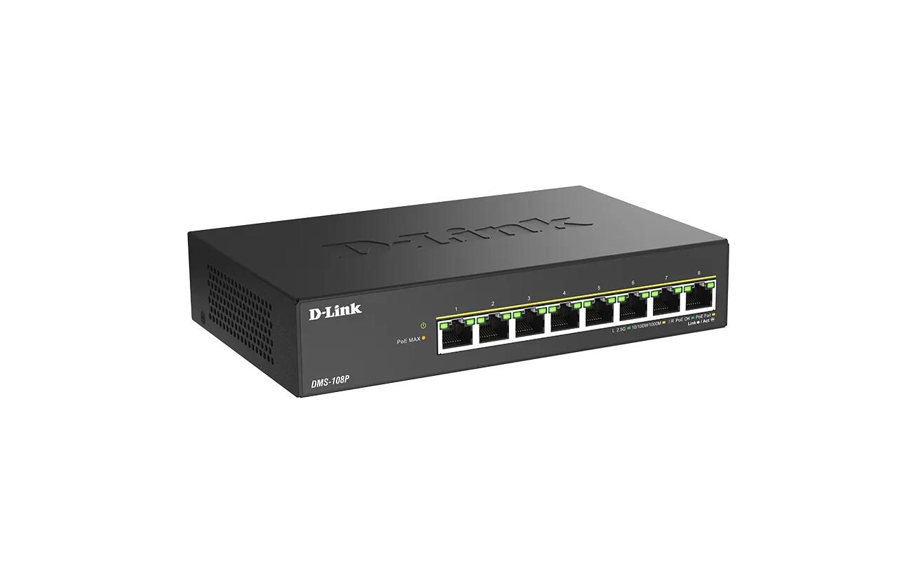 PoE++ Switch DMS-108P 8 Port<br>8-Port 2.5G Multi-Gigabit Unmanaged PoE Switch