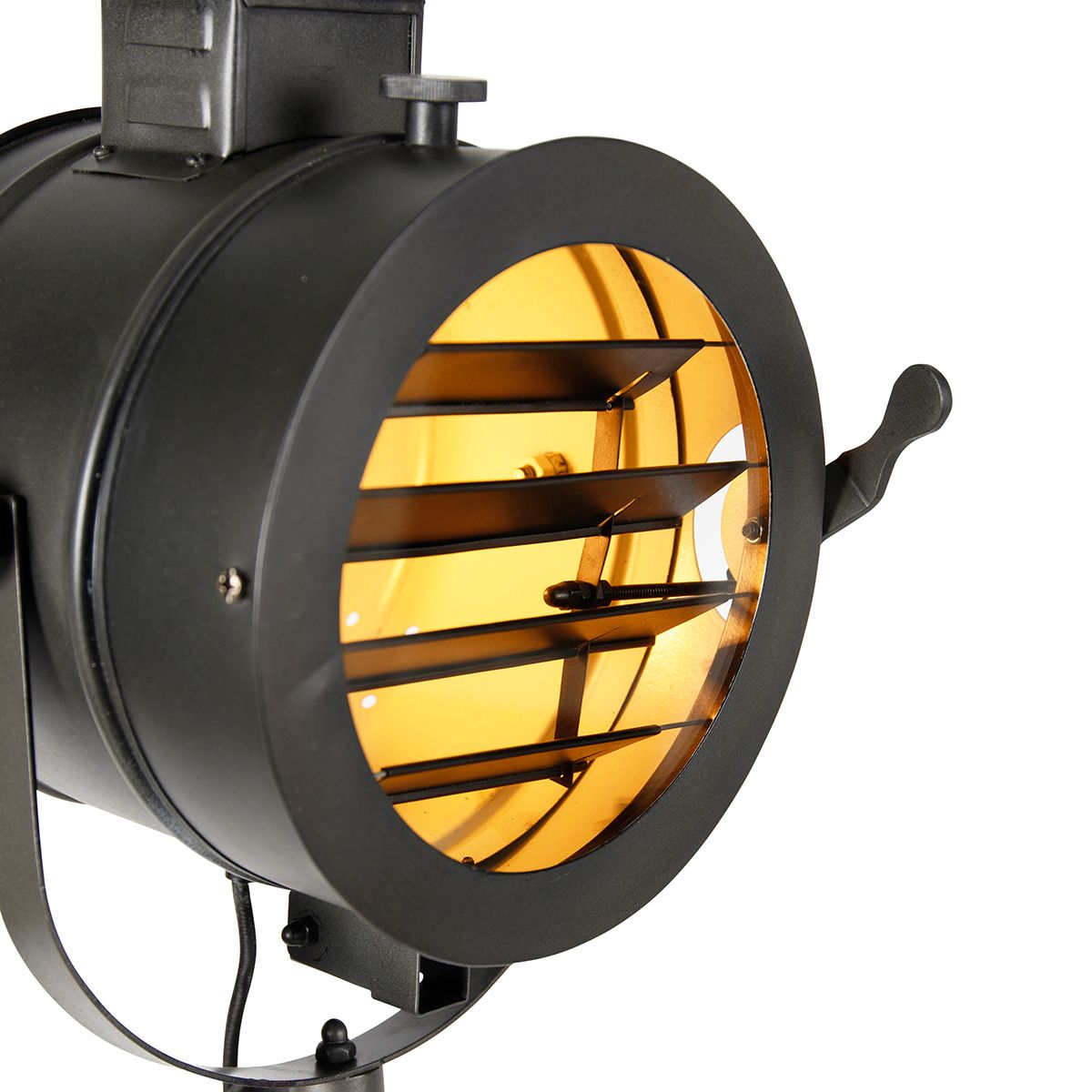 Tripod vloerlamp zwart met hout studiospot - Radient