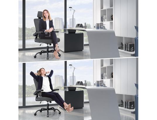 RATTANTREE - Chaise de bureau Fauteuil de bureau ergonomique réglable noir gris