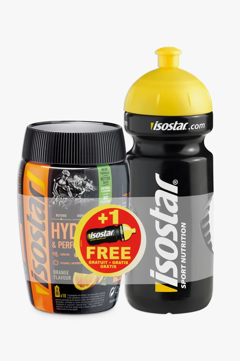 Isostar Hydrate & Perform Getränkepulver + Trinkflasche