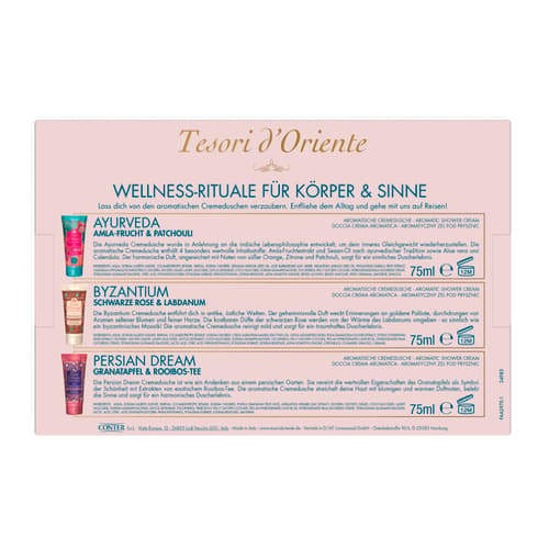 TESORI D'ORIENTE Geschenkset Cremeduschen 3 x 75 ml (Ayurveda, Persian Dream und Byzantium)