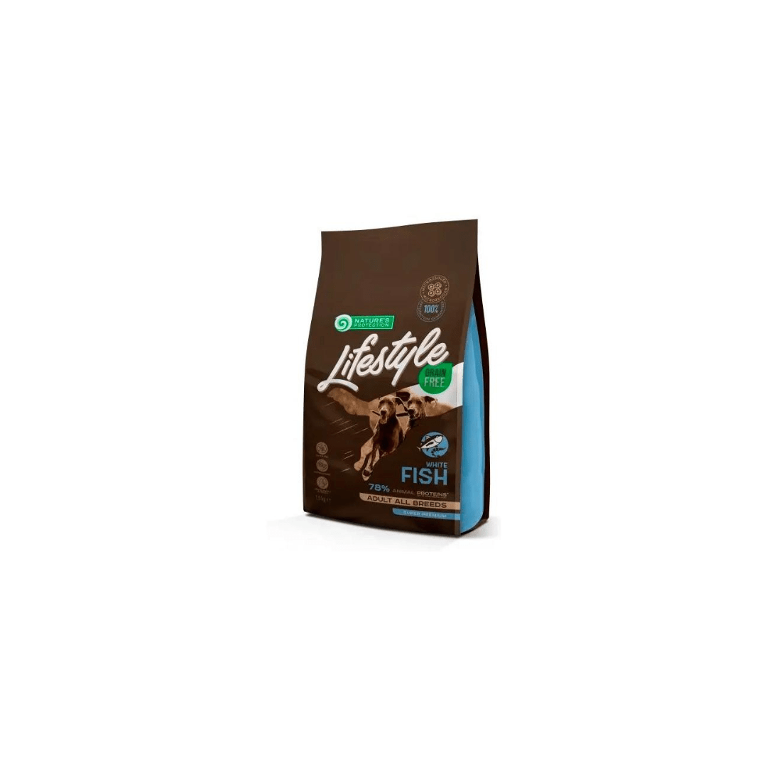 Ração para cães Nature's Protection Lifestyle sabor peixe branco, 1,5 kg