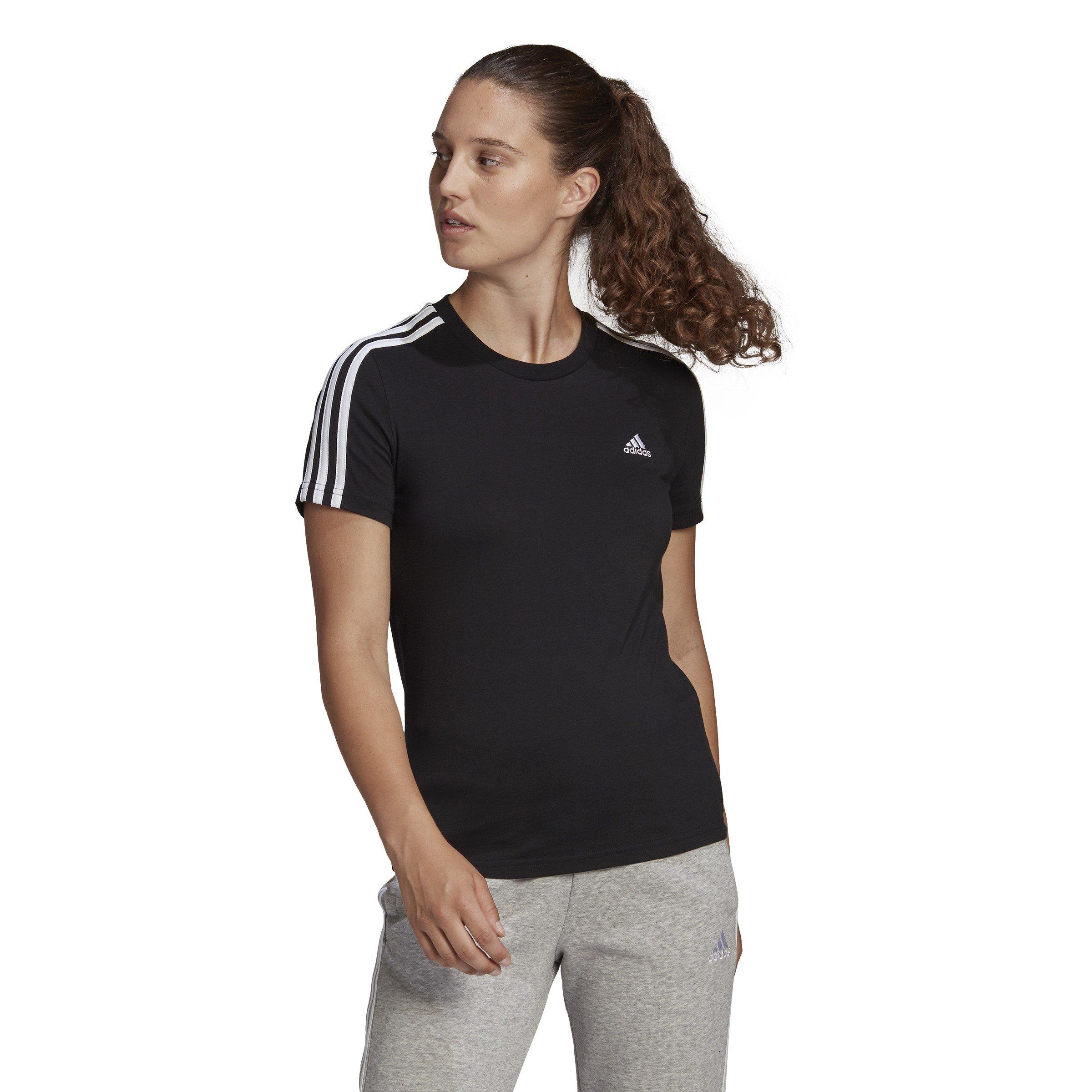 adidas Essentials 3 Stripe T-Shirt Womens