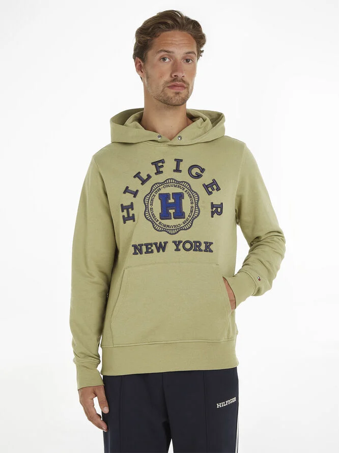 Tommy Hilfiger HILFIGER COIN LINEN HOODY Faded olive