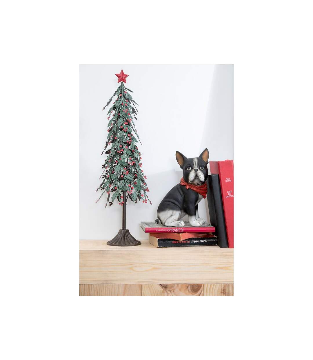 Paris Prix - Sapin De Noël à Poser feuilles 52cm Vert & Rouge