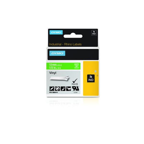 DYMO Fita Branco Sobre Verde (5,5 mts/1,2cm) - 1805414