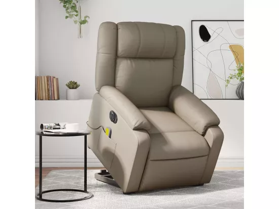 Fauteuil inclinable massant électrique cappuccino similicuir