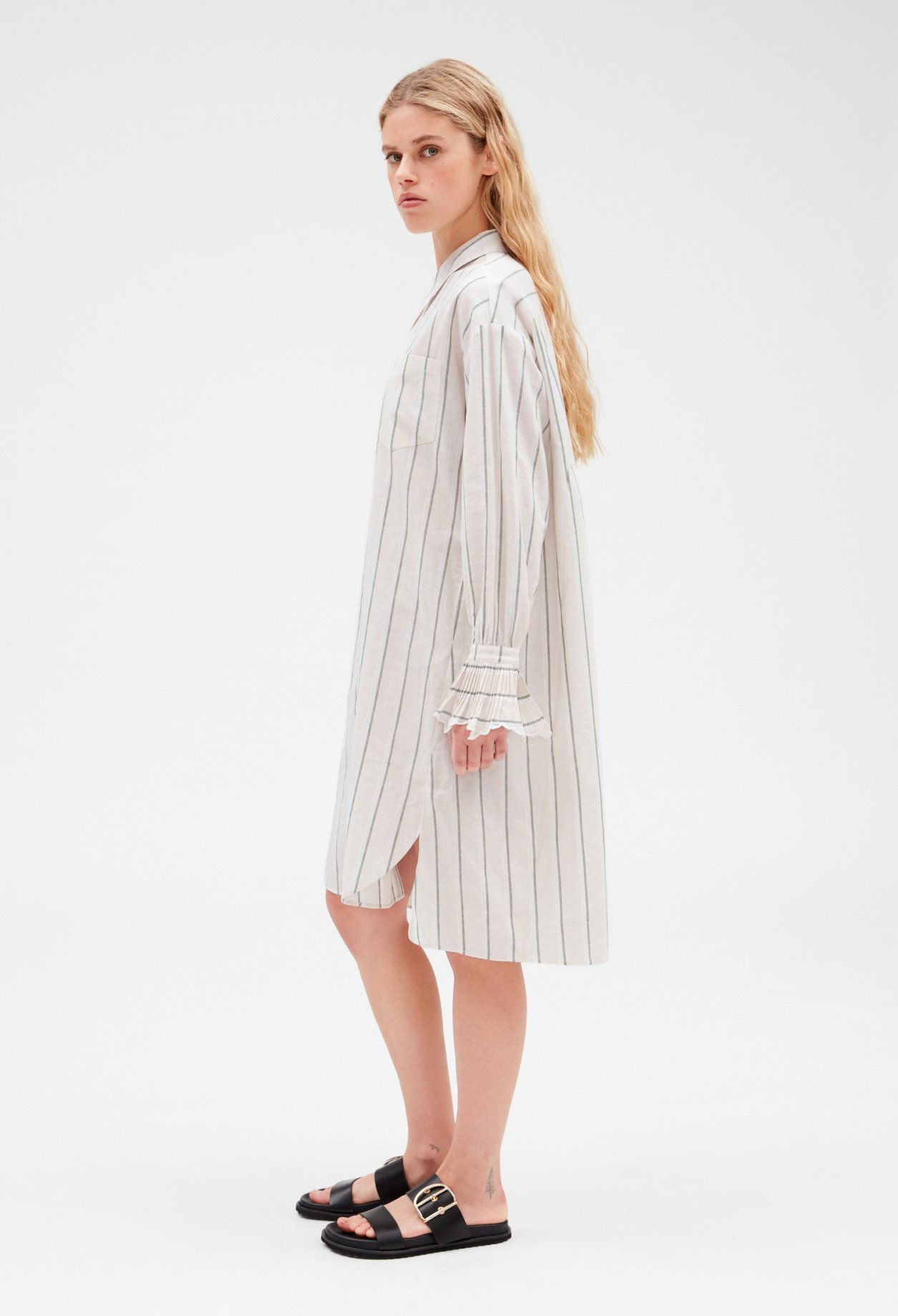 Robe chemise midi coton et lin