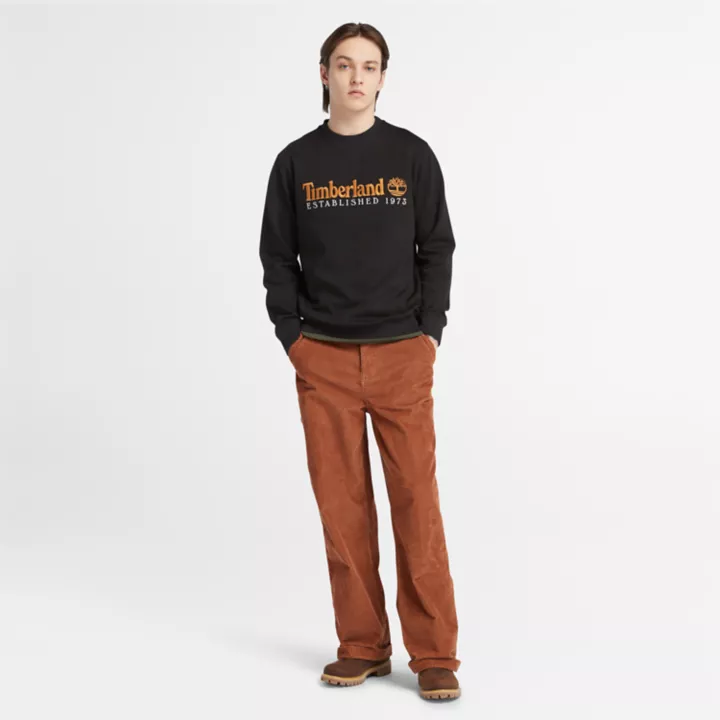 Sweat-shirt à col rond avec logo Est. 1973 pour homme en noir