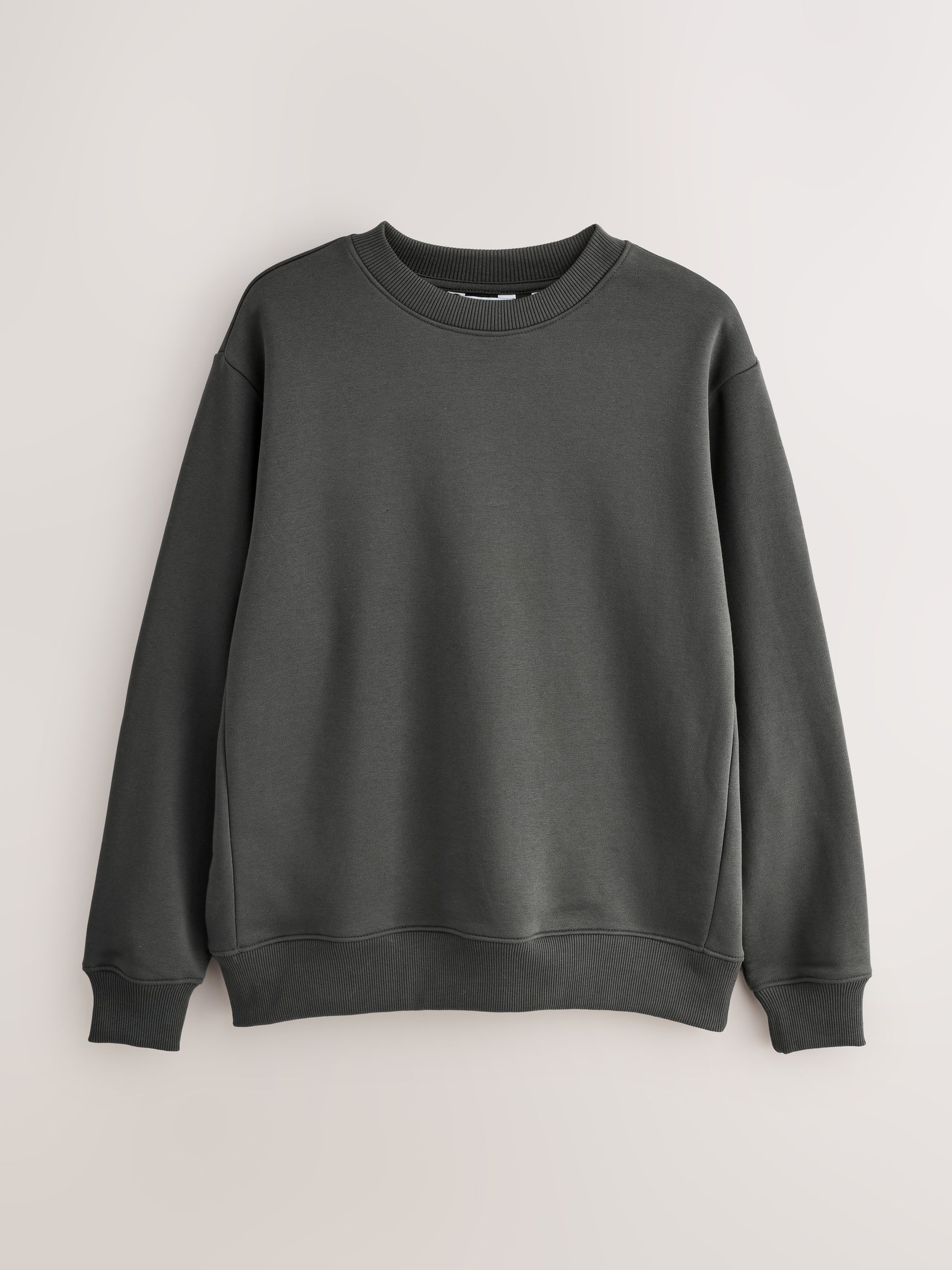 Leisteen grijs - Normale Pasvorm - Dik sweatshirt met ronde hals en hoog katoengehalte