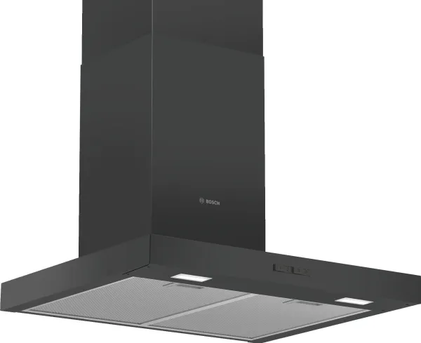 Bosch Serie | 2 DWB66BC60 - Hætte - skorsten flad - bredde: 60 cm - dybde: 50 cm - udtrækning og recirkulation (-) - sort